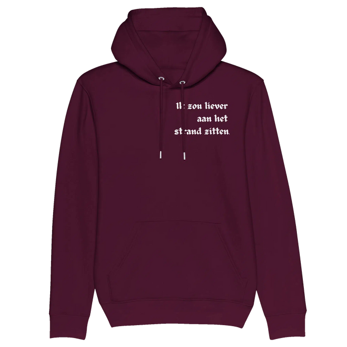 Hoodie biologisch katoen | Ik zou liever aan het strand zitten | Initialen achterkant