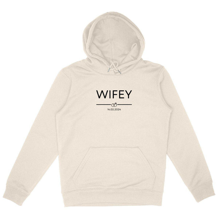 gepersonaliseerd cadeau huwelijk, familienaam, trouwdatum, gepersonaliseerde hoodie, gepersonaliseerd huwelijkscadeau, koppel truien, bruid, wifey